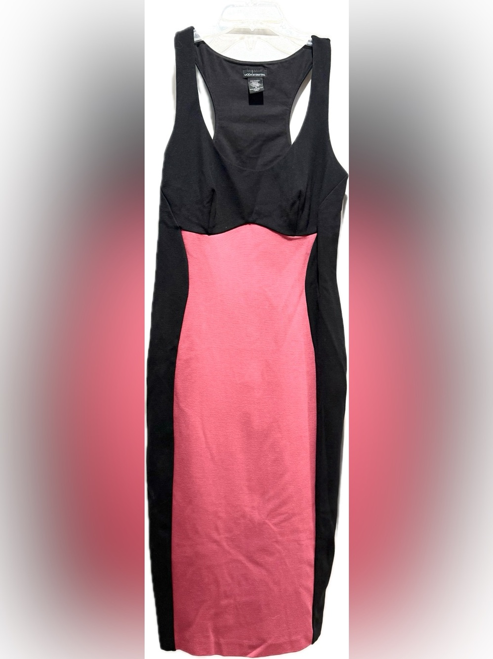 Moda International Y2K black & hot pink ponte bodycon midi dress 6